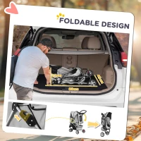 PawHut 3 Wheels Foldable Dog Stroller with Storage Basket, Adjustable Canopy, Cupholder for Miniature and Small Dogs, Grey(m-5)