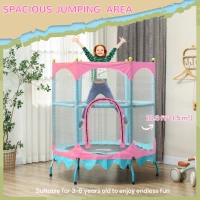Qaba Trampoline for Kids, 4.6FT Mini Toddler Trampoline Indoor Outdoor with Handlebar, Safety Enclosure Net, Pink(m-4)