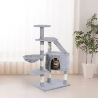 PawHut 49” Deluxe Cat Tree Furniture Scratching Pet Tower Kitten Play Post (Grey)(m-8)