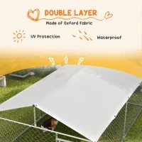 PawHut 13.1' x 7.5' x 4.9' Outdoor Dog Kennel Dog Run with Waterproof, UV Resistant Cover for Medium Large Sized Dogs, Silver(m-6)