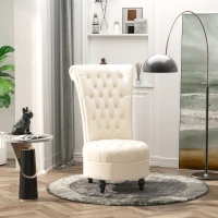 HOMCOM 45" Tufted High Back Velvet Accent Chair Living Room Soft Padded Couch Lounge (Cream White)(m-1)