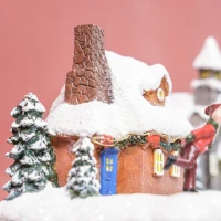 HOMCOM Christmas Village Houses with LED Lights, Music, Christmas Village Decoration with Rotating Ice Skaters, Battery Operated(m-9)