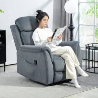 HOMCOM Manual Recliner Chair with Vibration Massage, Reclining Chair for Living Room with Side Pockets, Dark Grey(m-8)