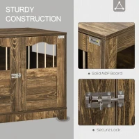 PawHut Wooden Dog Crate, End Table Furniture with Lockable Door, Small & Medium Size Pet Crate Indoor Puppy Cage, Brown(m-5)