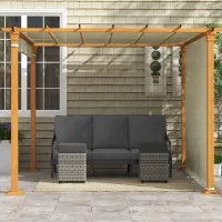 Outsunny 2 PCS Patio Wicker Ottoman Set, Square Outdoor PE Rattan Footrest with Removable Cushion for Backyard, Grey(m-8)