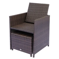 Outsunny 9pcs Rattan Dining Set Garden Wicker Sectional Sofa Set Outdoor Patio Furniuter All Weather Brown(m-9)