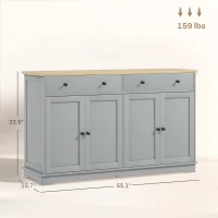 HOMCOM Modern Sideboard, Buffet Cabinet with Storage Drawers, Adjustable Shelves for Living Room, Dining Room, Entryway, Gray(m-3)