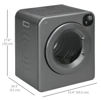HOMCOM Compact Laundry Dryer Machine, 1300W, 3.22 Cu. Ft. Electric Portable Clothes Dryer with 7 Drying Modes for Apartment or Dorm, Grey(m-3)