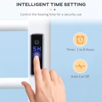 HOMCOM 8-Bar Heated Towel Warmer Rack with Built-in Timer and LED Indicators, Wall Mounted & Free Standing Carbon Steel Electric Towel Bar with Adjustable Temperature, White(m-6)