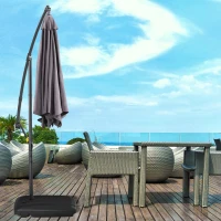 Outsunny Cantilever Offset Umbrella Base Portable Square Parasol Weights with Wheels, Water and Sand Filled, Up to 165 lbs, Black(m-10)