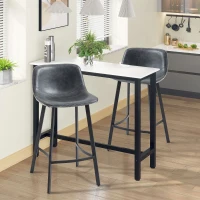 HOMCOM 27.25" Counter Height Bar Stools, Industrial Kitchen Stools, Upholstered Armless Bar Chairs with Back, Steel Legs, Set of 2, Black(m-2)