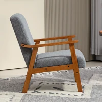 HOMCOM Living Room Chair Boucle Accent Chair for Bedroom with Wide Seat and Thick Padding, Grey(m-8)