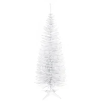 HOMCOM 5' Artificial Pencil Christmas Tree, Slim Xmas Tree with 294 Realistic Branch Tips and Plastic Stand, White(m-11)
