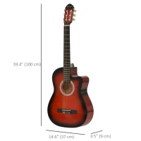 Soozier 39.5 Inch Acoustic Electric Guitar for Beginner with Strings, Beige Strap, 3 Picks and Case Bag, Wine Red(m-3)