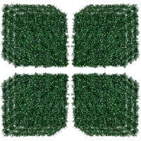 Outsunny 12PCs Grass Wall Panels, 20" x 20" Artificial Grass Wall Decor, Greenery Backdrop Panels Wall for Outdoor, Indoor, Garden, Fence, Backyard, Dark Green(m-11)