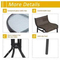 Outsunny 3 Piece Bar Height Outdoor Bistro Set for 2, Round Patio Pub Table 2 Bar Chairs with Comfortable Design & Strong Build, Tan(m-6)
