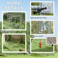 PawHut Metal Chicken Run w/ Waterproof & Anti-UV Cover, Feeding Door, Hanging Feeder, for 24-30 Chickens, 9.8' x 26.2' x 6.4'(m-7)