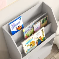Qaba Toy Storage Cabinet, Kids Bookcase Children's Bookshelf for Kids Room, Bedroom, Playroom, Nursery, Gray(m-9)