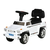 Aosom Kids Ride on Push Car, SUV Style Sliding Walking Car for Toddle with Horn, Music, Working Lights, Hidden Storage and Anti-dumping System, White(m-11)