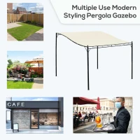 Outsunny 10' x 10' Steel Outdoor Pergola Gazebo, Patio Canopy with Weather-Resistant Fabric and Drainage Holes for Backyard, Deck, Garden, Cream White(m-6)