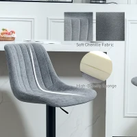 HOMCOM Adjustable Barstools Set of 2, Swivel Bar Stools with Back and Footrest for Kitchen Island Counter, Charcoal Grey(m-7)