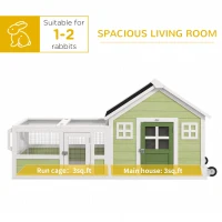 PawHut 64 Inch Rabbit Hutch with Asphalt Roof, Handle, Wheels, Multicolo(m-4)