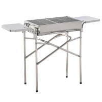 Outsunny Portable Outdoor Charcoal BBQ Grill Kebab Barbecue Charcoal Stainless Steel Smoker Camping Cooking(m-11)