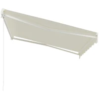 Outsunny 10' x 8' Electric Awning, Retractable Awning, UV Protection Sun Shade Shelter with Remote Controller and Manual Crank Handle for Deck, Balcony, Yard, Cream(m-11)