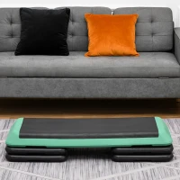 Soozier 43" Adjustable Aerobic Platform Stepper 3 Level with Risers 4” 6” 8” Cardio Fitness Trainer Workout Step Home Gym Exercise, Black Green(m-1)