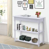 HOMCOM Console Table Modern Sofa Table with 2 Tier Shelves for Living Room, Entryway, Bedroom, Grey(m-8)