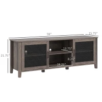 HOMCOM Industrial TV Cabinet Stand for TVs up to 65", Entertainment Center with Mesh Doors and  Shelves for Living Room, Brown(m-3)