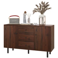 HOMCOM Retro Sideboard with 2 Cabinets 3 Drawers, Buffet Table, Rustic Brown(m-11)