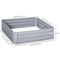 Outsunny 39" x 39" x 12" Set of 2 Raised Garden Bed, Elevated Planter Box with Galvanized Steel Frame for Growing Flowers, Herbs, Succulents, Grey(m-3)