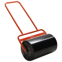 Outsunny Heavy Duty Lawn Roller, 20" Push/Tow Behind Sod Roller, Grass Flattener Filled with 11gal Water/136lbs Sand, Red(m-11)