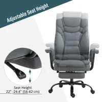 Vinsetto Swivel Reclining Office Chair with Ergonomic with Footrest, Grey(m-7)