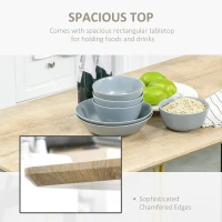 HOMCOM Rustic Rectangular Dining Table Kitchen Table with Metal Hairpin Legs for Dining Room, or Living Room 47.25" x 23.5" x 29.5", Natural(m-6)