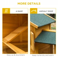 PawHut 59" Wooden Rabbit Hutch 2 Tier Bunny House Pet Playpen Enclosure for Indoor Outdoor with Slide-out Tray, Ramp, for Rabbits and Small Animals, Orange(m-7)