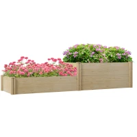 Outsunny DIY Raised Garden Bed, Two-Box Wooden Planters for Outdoor Vegetables, Flowers, Herbs, Plants, Easy Assembly(m-11)