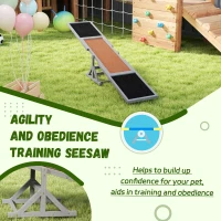 PawHut Wooden Dog Agility Seesaw for Training and Exercise, Weather Resistant, 83" L x 16" W x 14" H, Gray(m-7)