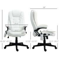 Vinsetto 6 Point Executive Office Chair with Heat, Velvet High Back Vibrating Massage Office Chair, White(m-3)