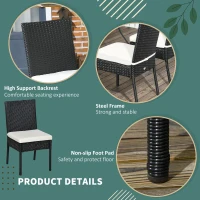 Outsunny 4 PE Rattan Outdoor Dining Chairs with Cushions, Patio Wicker Dining Chairs with Backrest, Black(m-5)