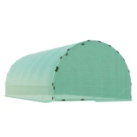 Outsunny 20' x 10' x 7' Tunnel Greenhouse Outdoor Walk-In Hot House with 2 Hinged Doors, Reinforced Steel Frame, PE Cover, Green(m-1)