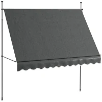 Outsunny 10' x 4' Manual Retractable Awning, Non-Screw Freestanding Patio Awning, UV Resistant, for Window or Door, Dark Grey(m-11)