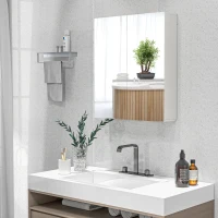 kleankin Wall Mounted Mirror Cabinet, Bathroom Medicine Cabinet with Mirror, 2 Doors, Adjustable Shelf and Soft Close Mechanism(m-10)
