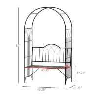 Outsunny 43" Garden Arbor Bench Trellis for Vines Climbing Plant Outdoor Decor Arch- Black(m-3)
