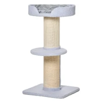 PawHut Cat Tree Kitty Tower with Sisal Mat Scratching Post, Cat Bed, Cushion, Perch, 18" x 18" x 36",  Light Blue(m-2)