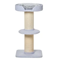 PawHut Cat Tree Kitty Tower with Sisal Mat Scratching Post, Cat Bed, Cushion, Perch, 18" x 18" x 36",  Light Blue(m-9)