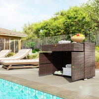 Outsunny Outdoor Storage Cabinet, Waterproof PE Rattan Cabinet with Drawer for Indoor, Outdoor Swimming Pool, Mixed Brown(m-2)