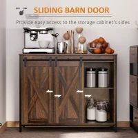 HOMCOM Buffet Cabinet Kitchen Sideboard with Sliding Barn Doors, Brown(m-5)