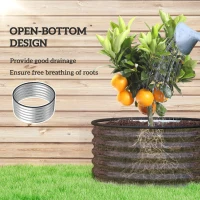 Outsunny Set of 2 Raised Garden Bed, Metal Planter Box with Safety Edging, Easy-to-assemble Stock Tank 3'x3'x1.4' Silver(m-5)